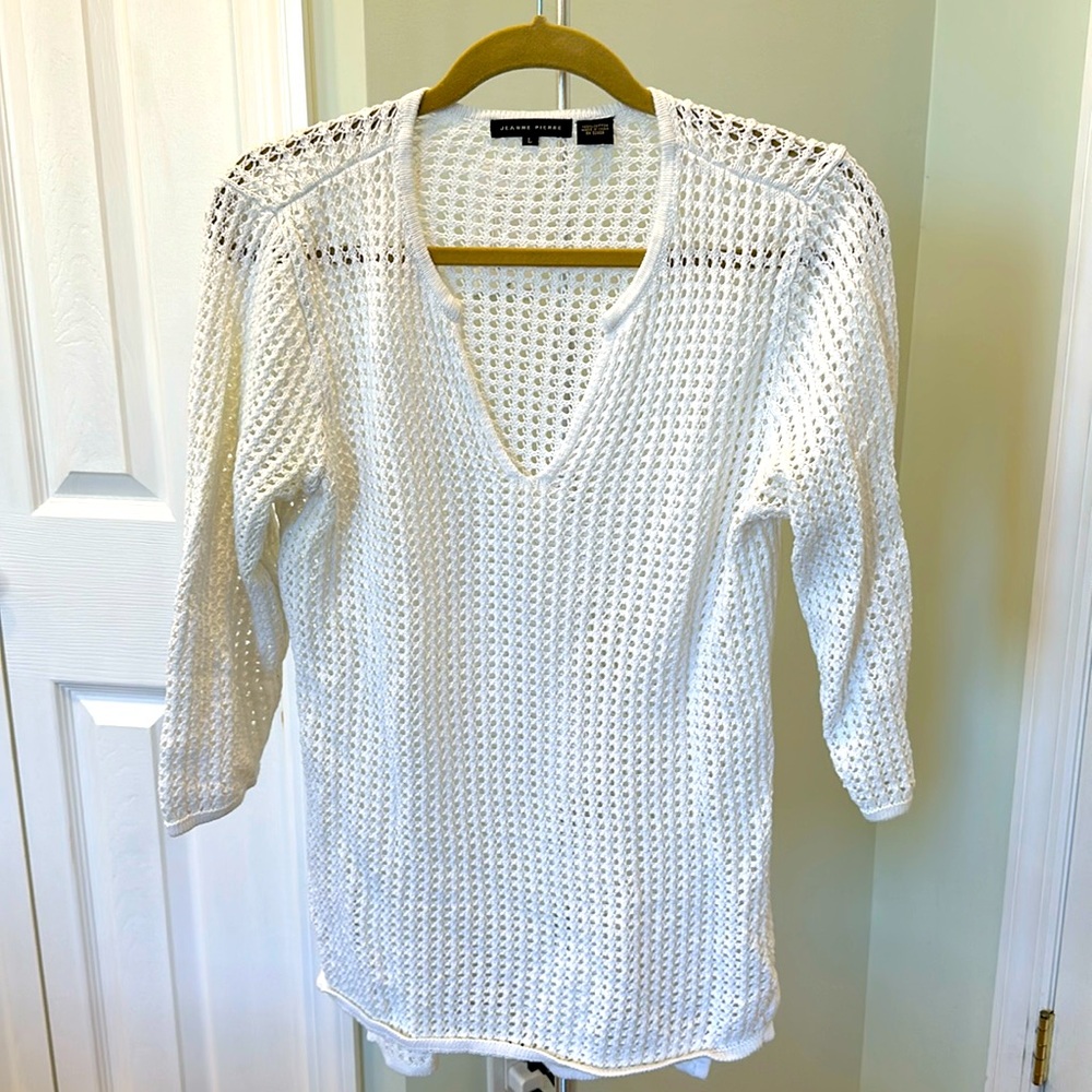 White classy crochet coverup